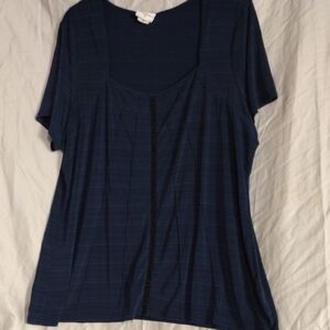 Jaclyn Smith Navy Blouse with Black Detail